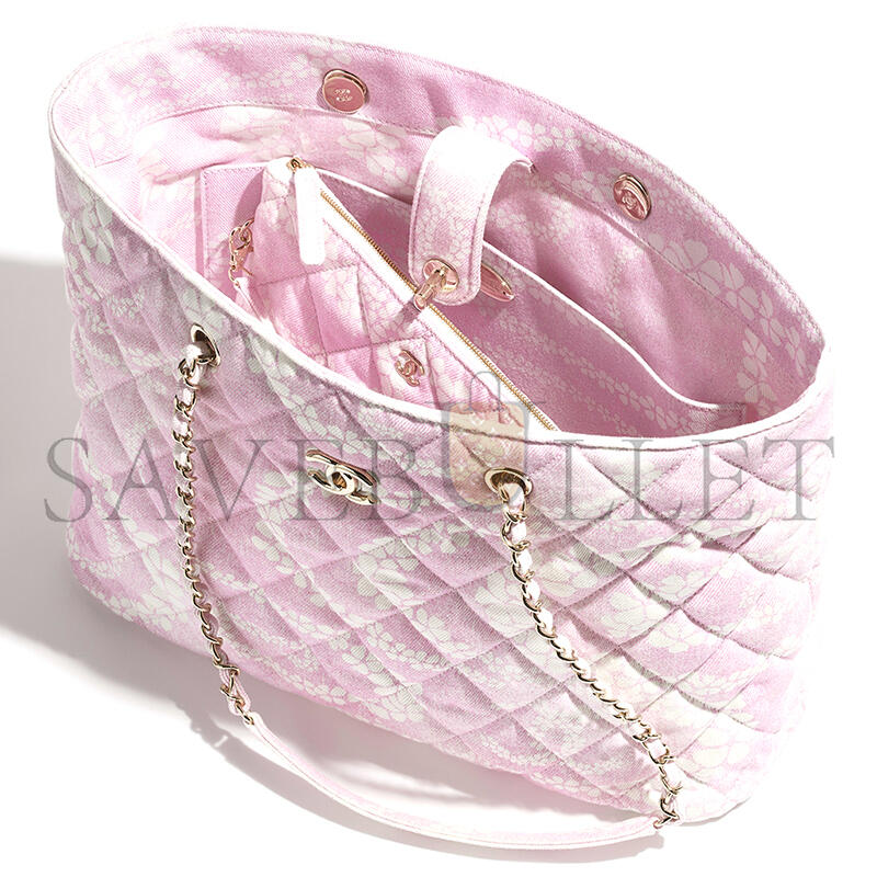 Ch*el coco beach 2025 collection shopping bag printed denim as5429 (37*28.5*13cm)